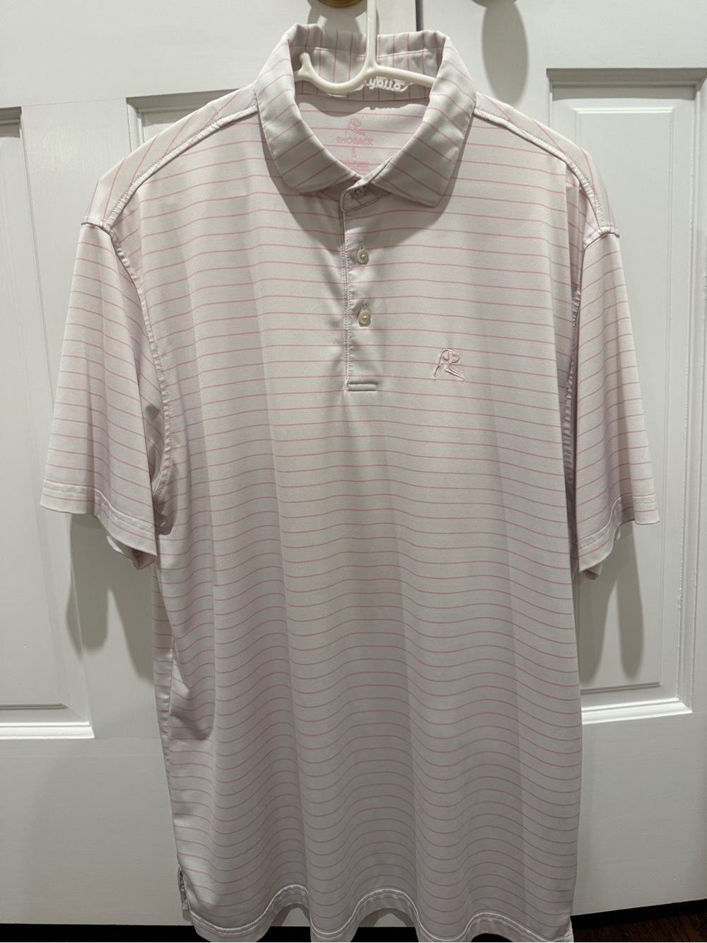 Rhoback Men's Pale Pink Striped Polo